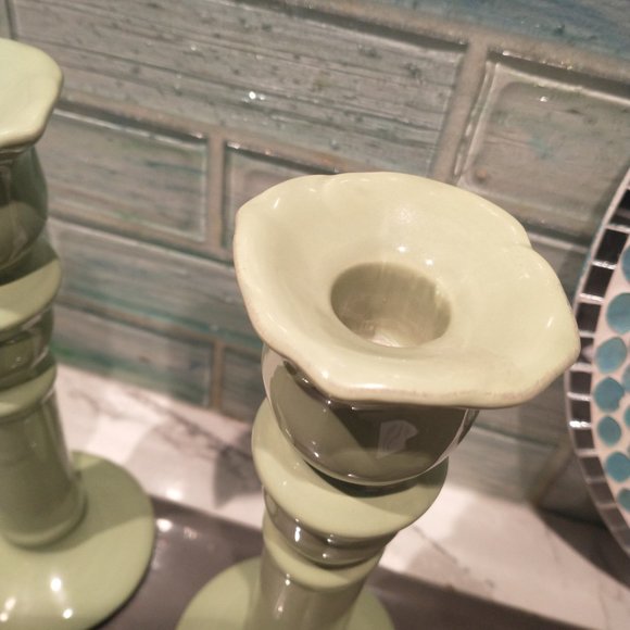 Pair of Candle Holder - Light Green - Picture 6 of 6